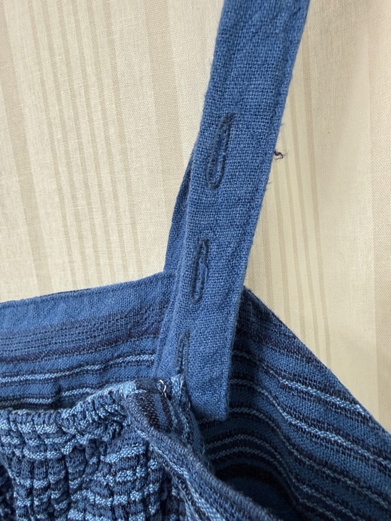 Indigo Rein Blue Stiped Smocked Adjustable Jumpsuit - Picture 6 of 8